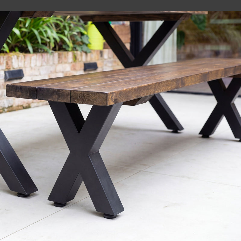 Chunky X-Frame Industrial Legs, with Outdoor Hardware Pack | 40cm Bench