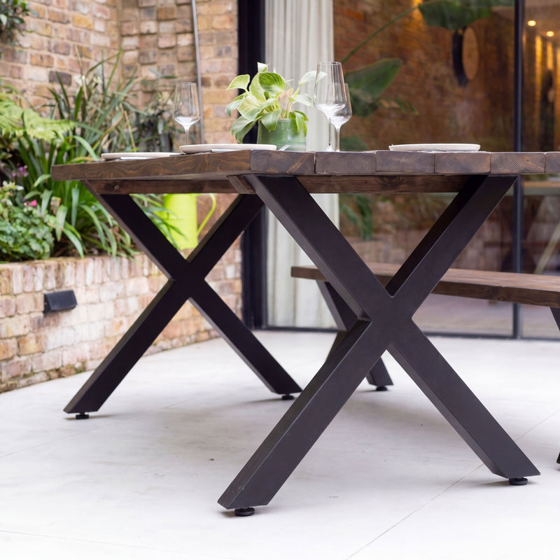 Chunky X-Frame Industrial Legs, with Outdoor Hardware Pack | 71cm Table