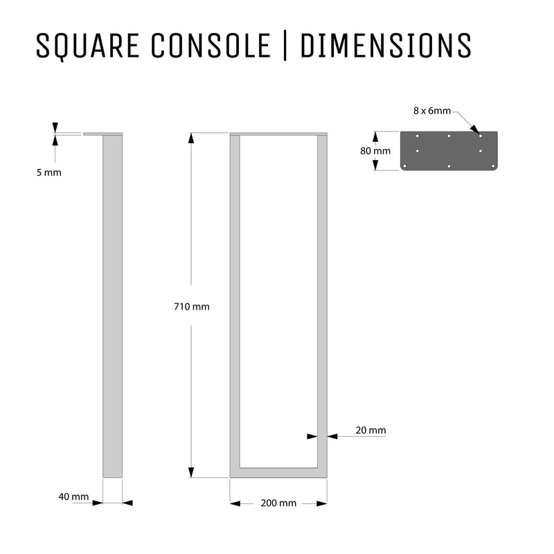 Square Console Legs | 71cm