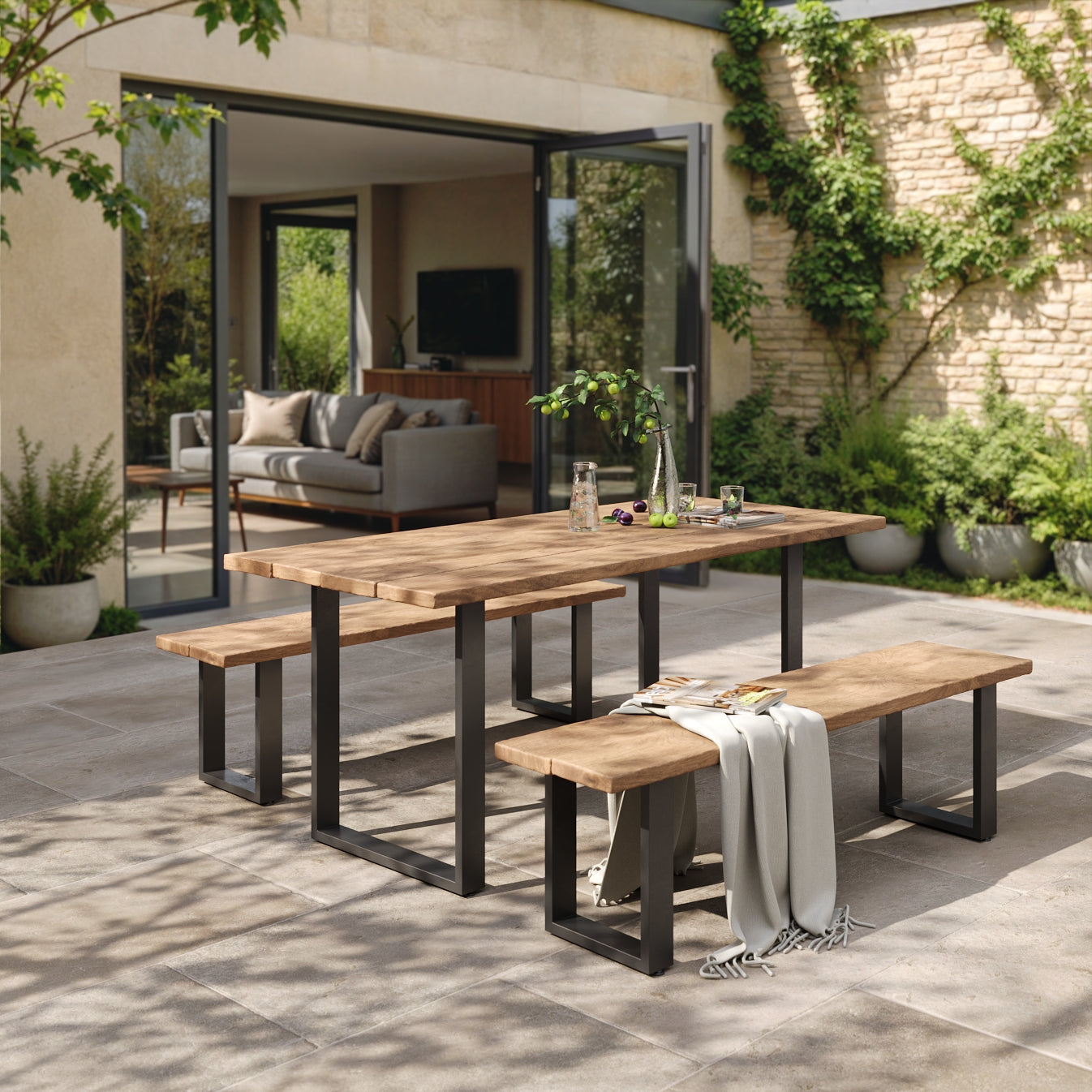 Square Industrial Legs, with Outdoor Hardware Pack | 40cm Bench