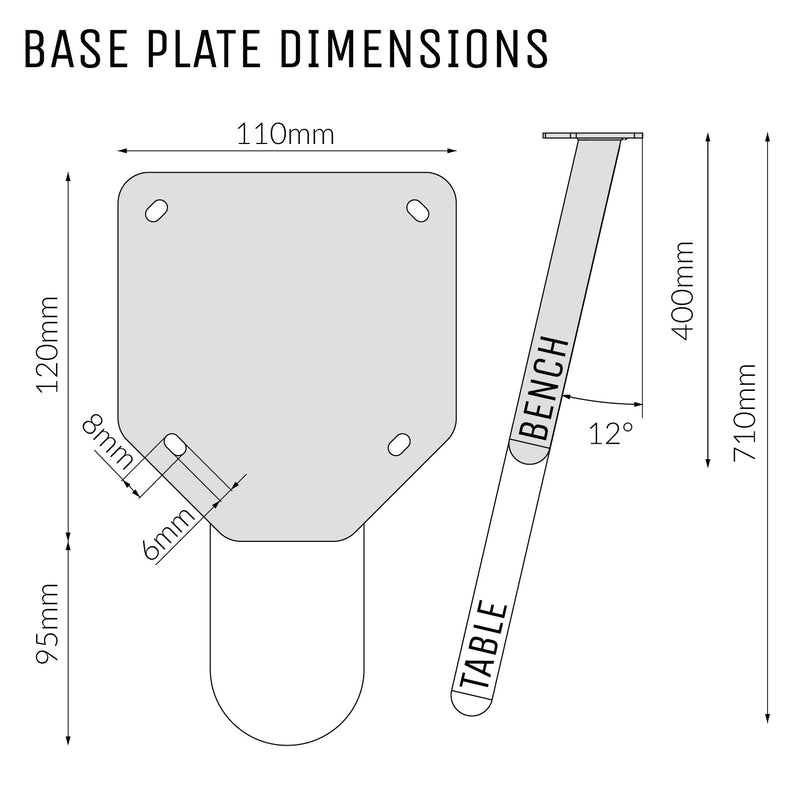Single Pin Round legs | 40cm Bench