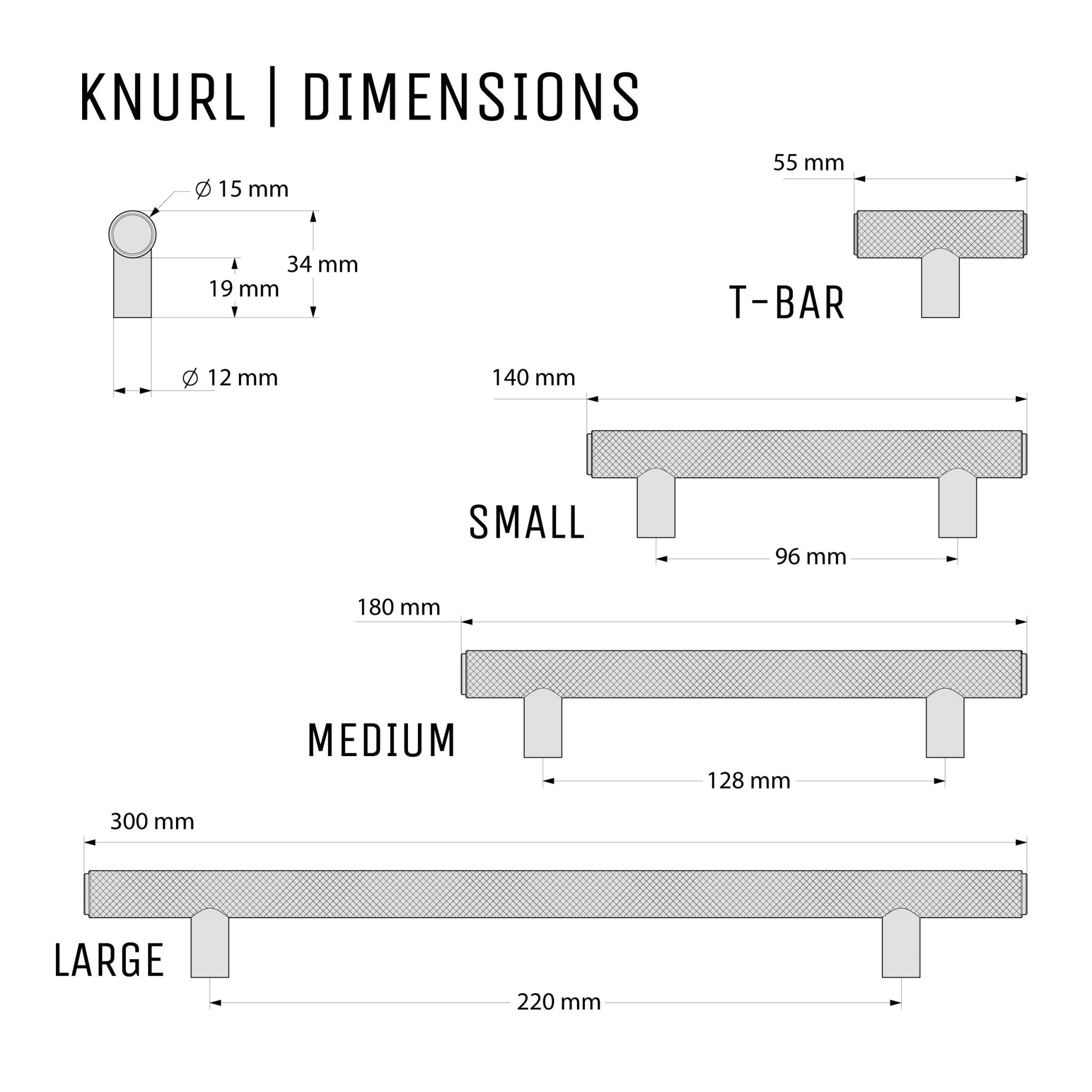 Knurl 15mm Pull Handle - The Hairpin Leg Co. Trade