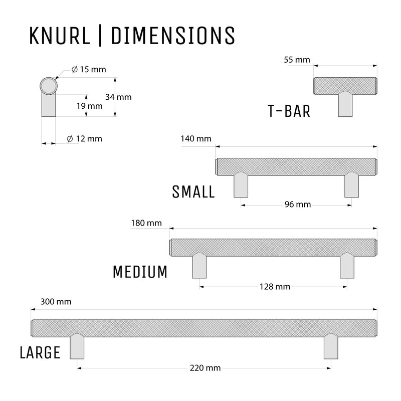 Knurl 15mm Pull Handle - The Hairpin Leg Co. Trade