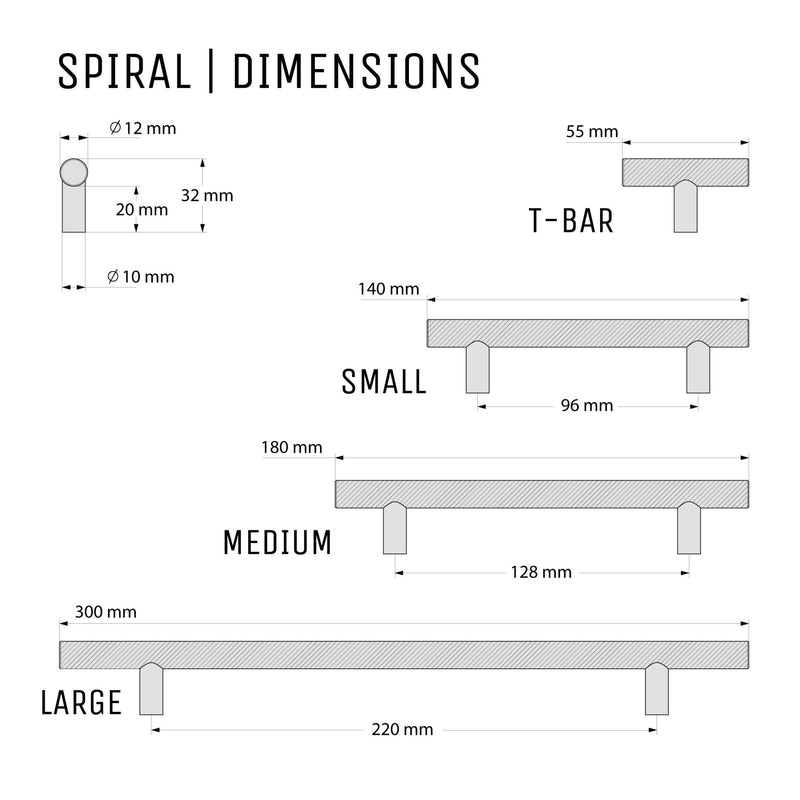 Spiral 12mm Pull Handle - The Hairpin Leg Co. Trade
