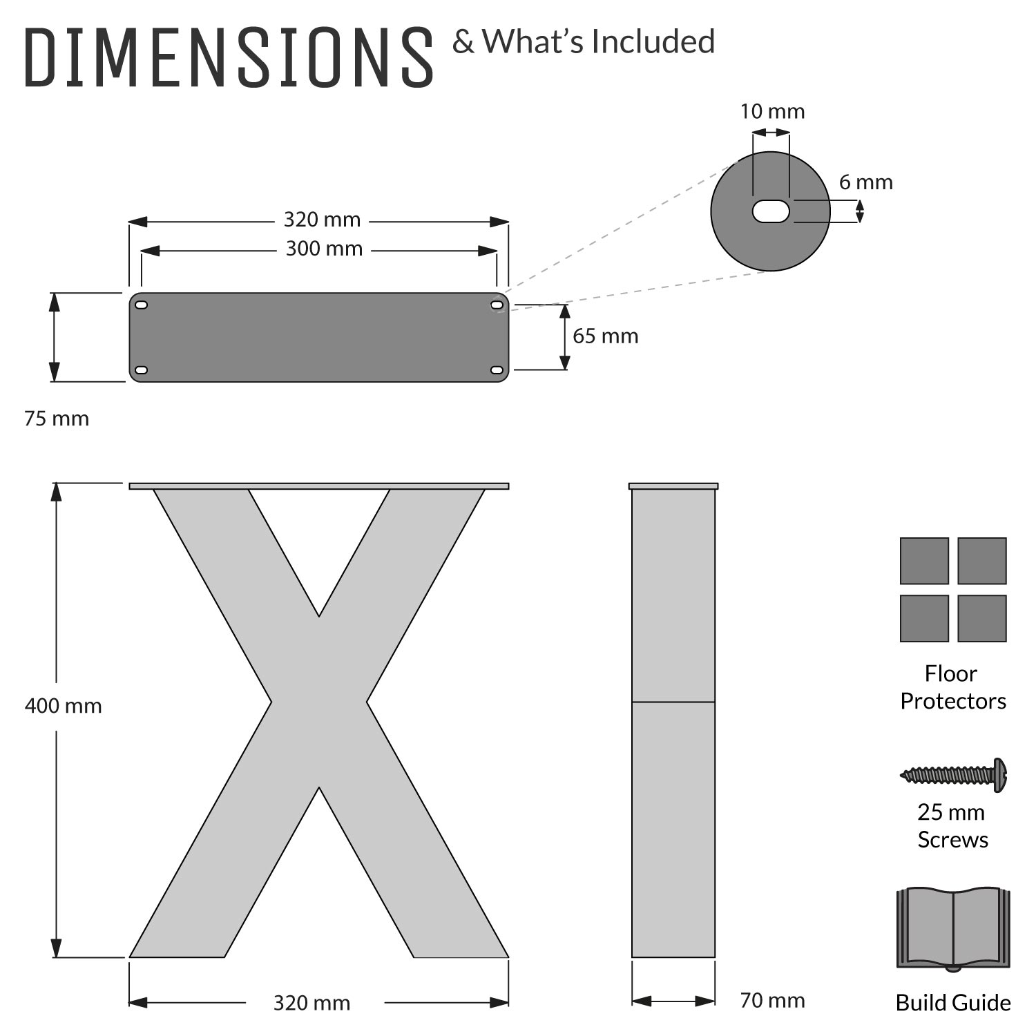 Chunky X-Frame Industrial legs | 40cm Bench