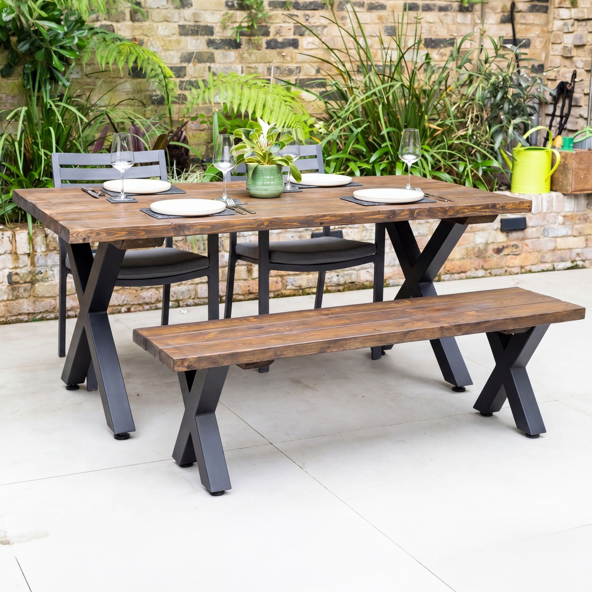 Chunky X-Frame Industrial Legs, with Outdoor Hardware Pack | 40cm Bench