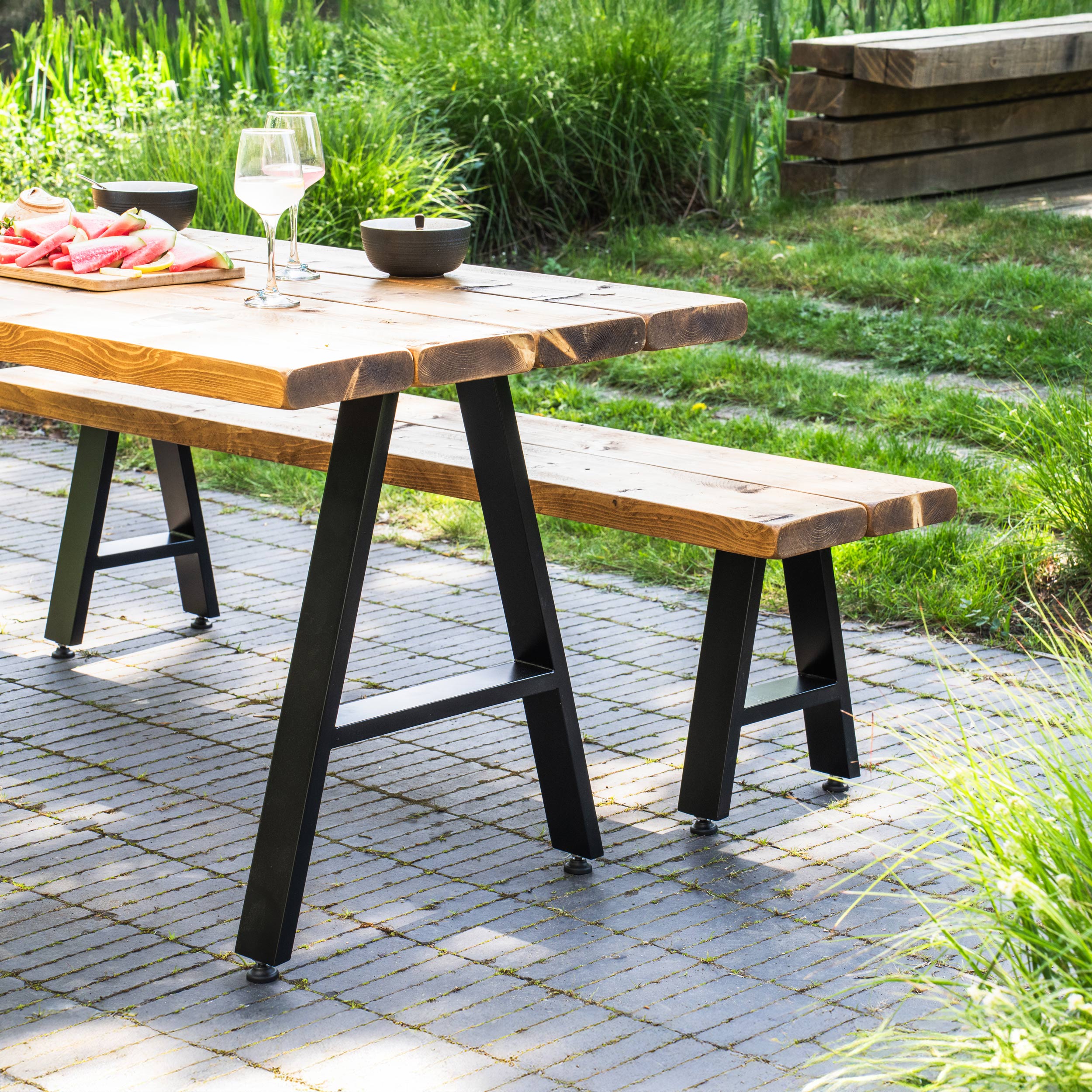 A-Frame Industrial legs, with Outdoor Hardware Pack | 40cm Bench