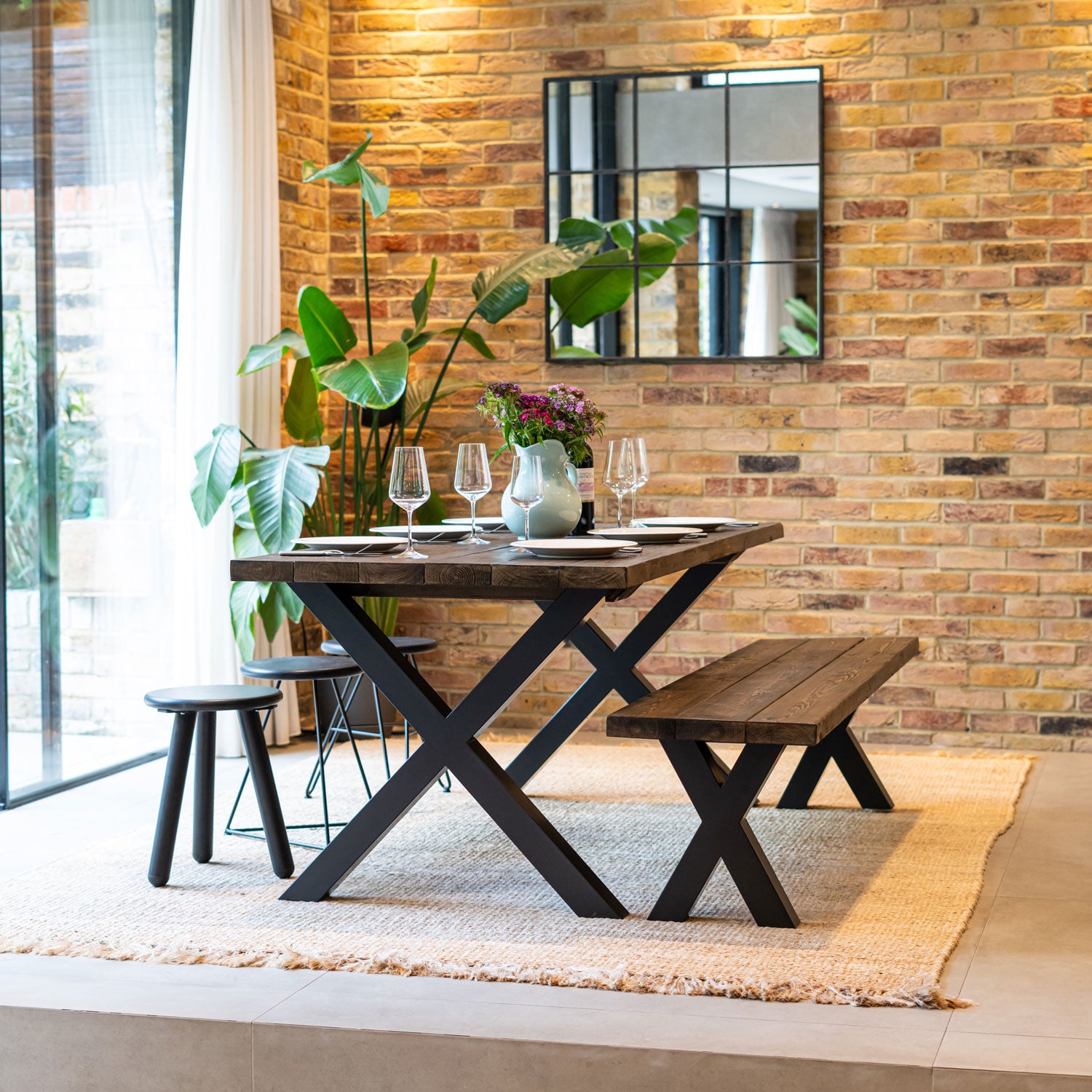 Chunky X-Frame Industrial legs | 71cm Table Wide
