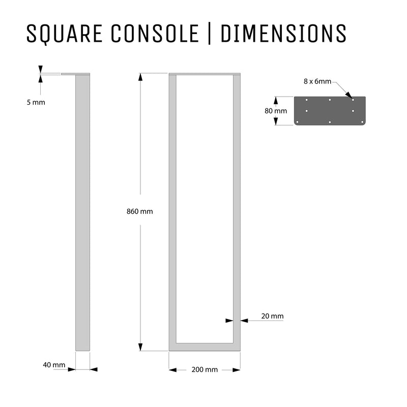 Square Console Legs | 86cm