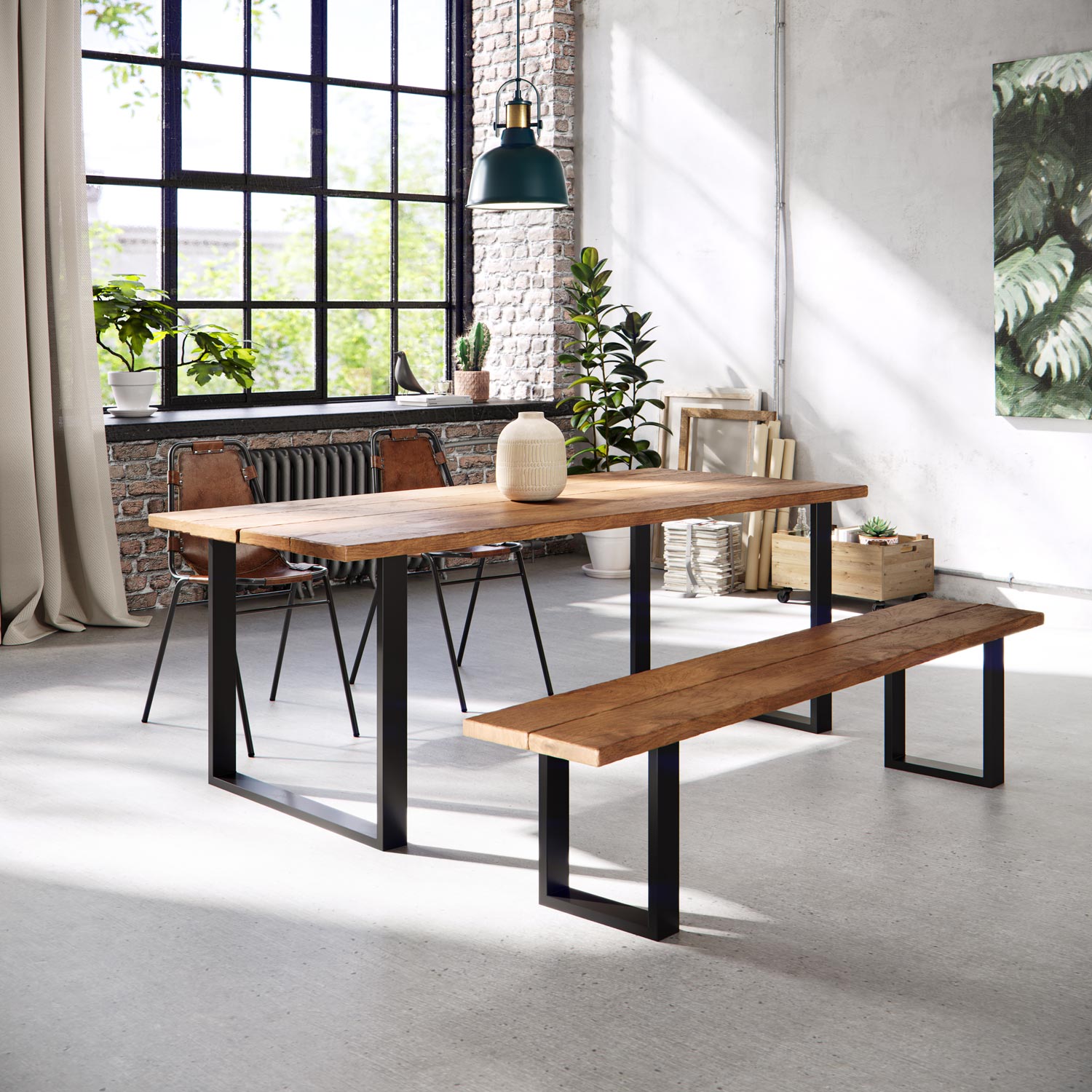Square Industrial legs | 40cm Bench