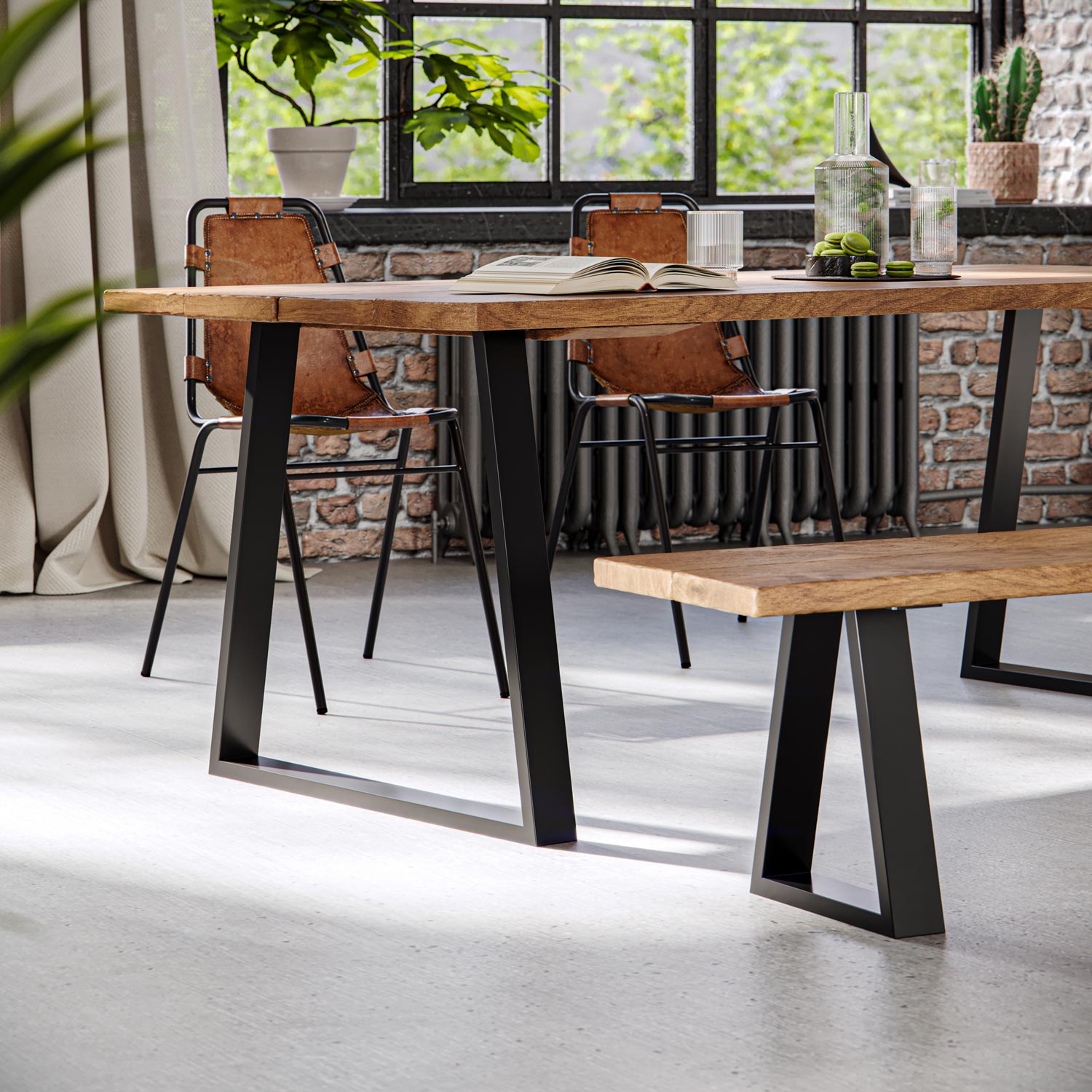 Trapezium Industrial legs | 71cm Table Wide