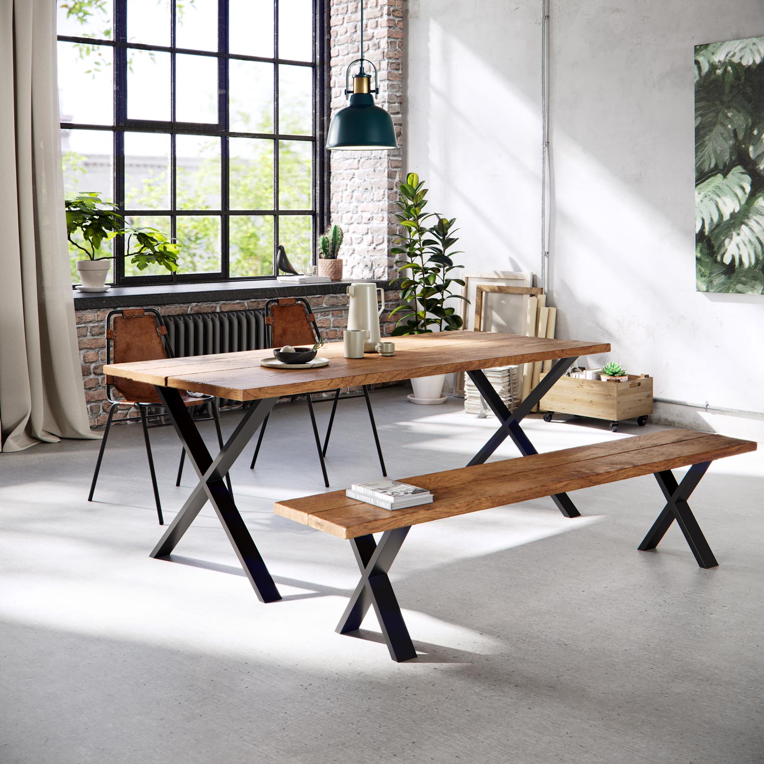 X-Frame Industrial legs | 71cm Table Wide
