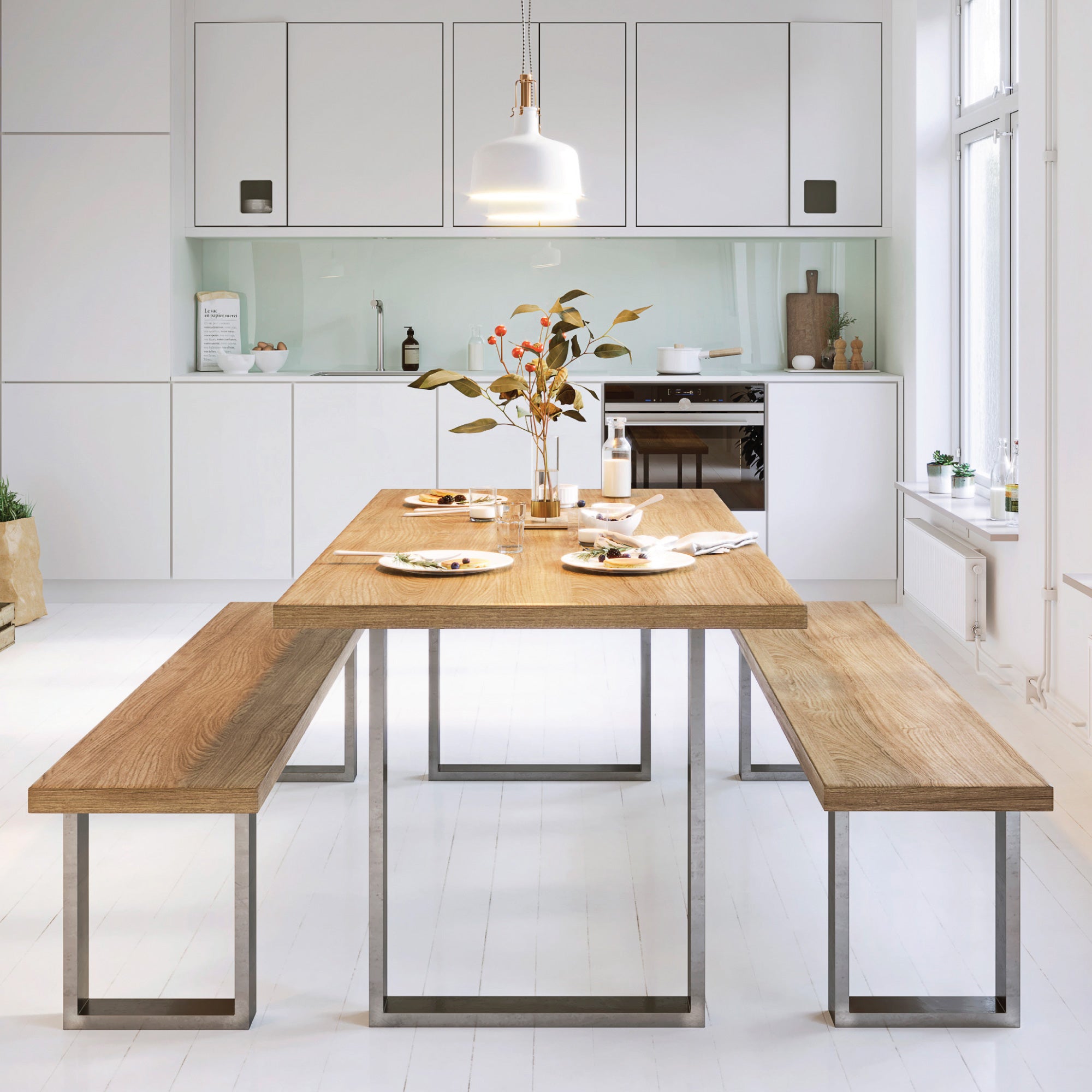Square Industrial legs | 40cm Bench