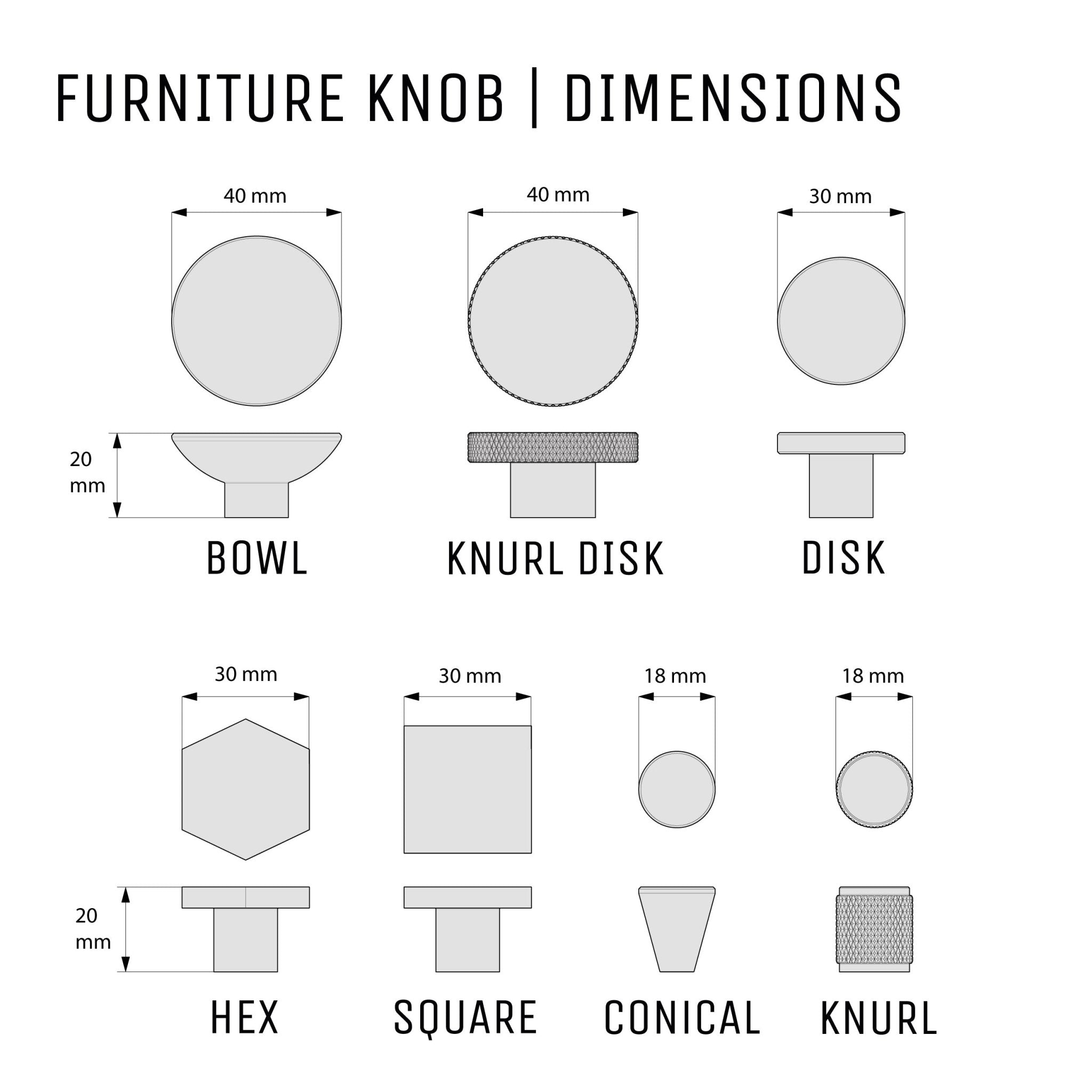 Knurl 40mm Knob - The Hairpin Leg Co. Trade