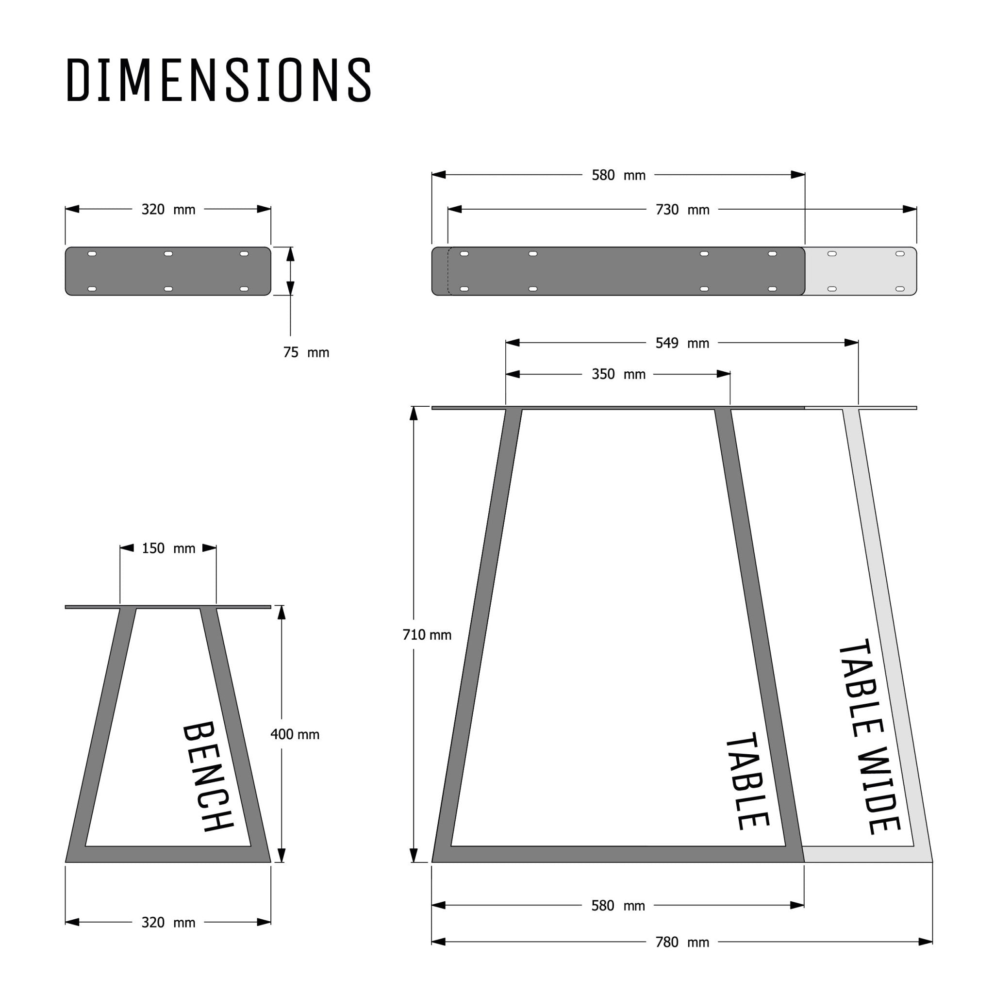 Trapezium Industrial legs - The Hairpin Leg Co. Trade