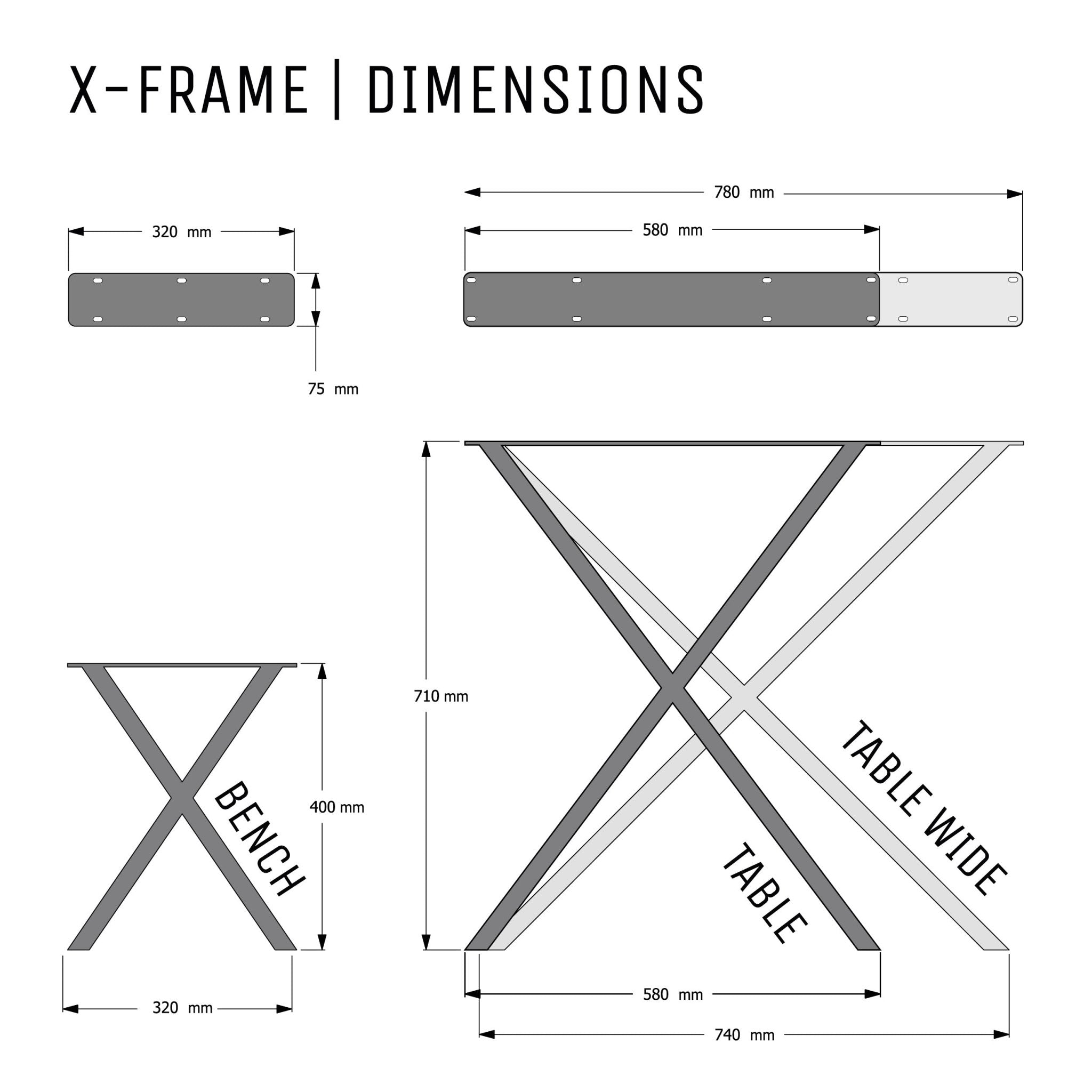 X-Frame Industrial legs - The Hairpin Leg Co. Trade